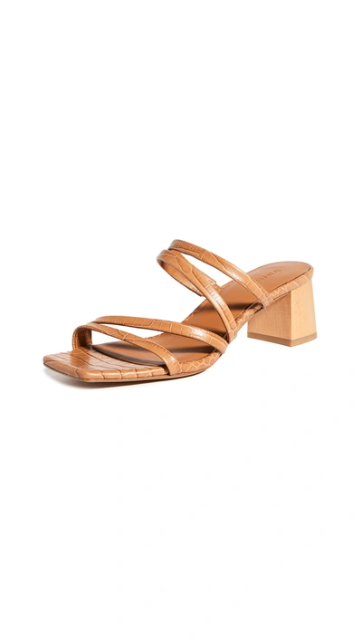 Vince Elita Block Heel Slide Sandal In Tan/ Natural