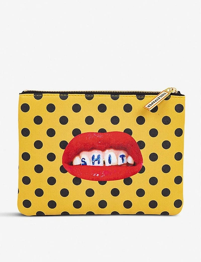 Seletti Wears Toiletpaper Sh*t-print Faux-leather Case 21cm X 15cm