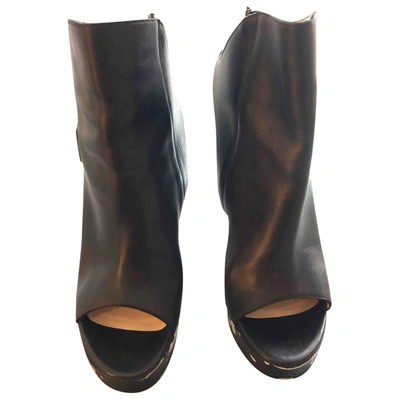 Pre-owned Jean Paul Gaultier Leather Open Toe Boots In Black