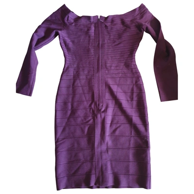 Pre-owned Herve Leger Mid-length Dress In Purple