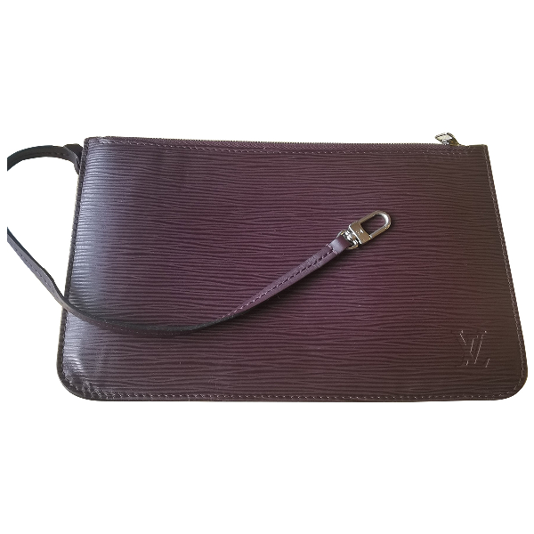 Pre-Owned Louis Vuitton Neverfull Purple Leather Clutch Bag | ModeSens