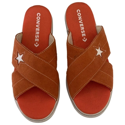 Pre-owned Converse Leather Mules & Clogs In Orange