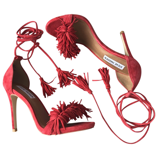 Pre-owned Steve Madden Red Suede Sandals | ModeSens