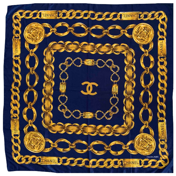 Pre-owned Chanel Blue Silk Silk Handkerchief | ModeSens