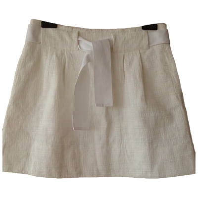 Pre-owned Cacharel Tweed Mini Skirt In White