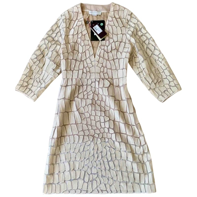 Pre-owned Stella Mccartney Silk Mid-length Dress In Beige