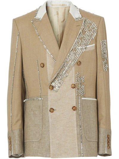 Burberry Crystal-embroidered Blazer In Neutrals