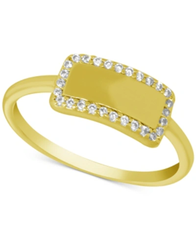 Essentials Crystal Bar Ring In Gold-plate