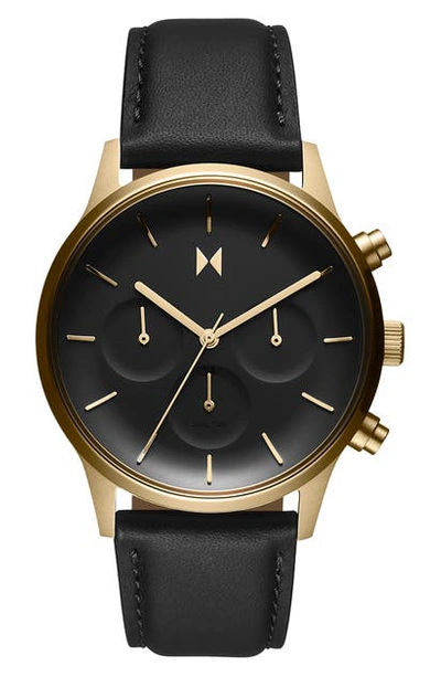 Mvmt Women's Chronograph Duet Black Leather Strap Watch 38mm In Black/ Gold