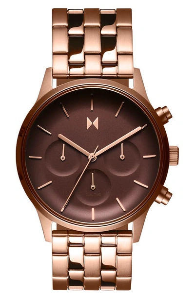 Mvmt Women's Chronograph Duet Rose Gold-tone Stainless Steel Bracelet Watch 38mm In Brown/rose Gold
