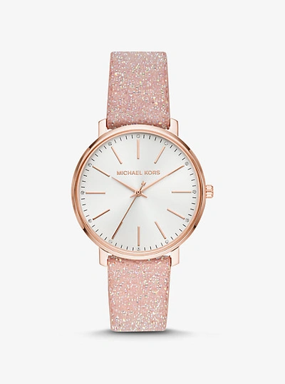 Michael Kors Pyper Rose Gold-tone Swarovski® Crystal Embellished Watch In White/pink