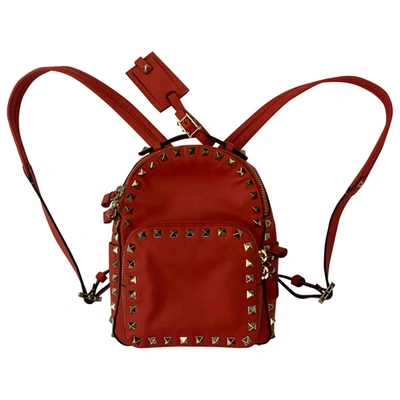 Pre-owned Valentino Garavani Rockstud Red Leather Backpack