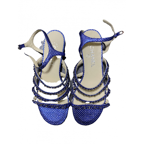 chanel navy blue sandals