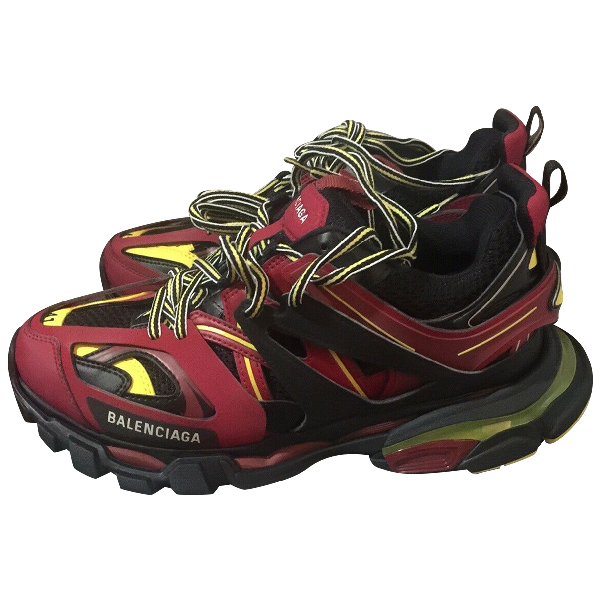 balenciaga red leather trainers