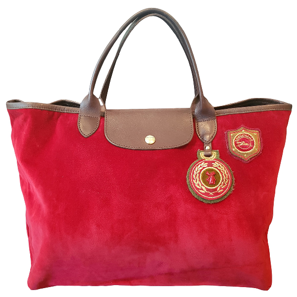 Preowned Longchamp Burgundy Velvet Travel Bag ModeSens