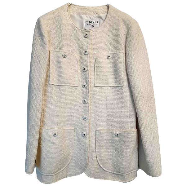 Pre-owned Chanel White Tweed Jacket | ModeSens