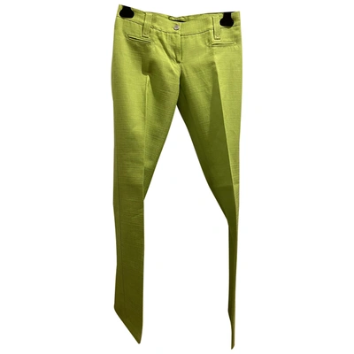 Pre-owned Dolce & Gabbana Linen Slim Trousers In Green
