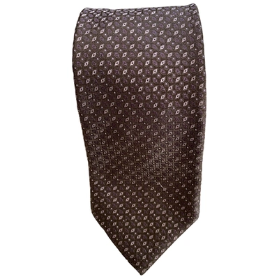 Pre-owned Hugo Boss Silk Tie In Brown