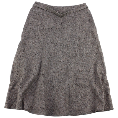 Pre-owned Max Mara Wool Mid-length Skirt In Grey