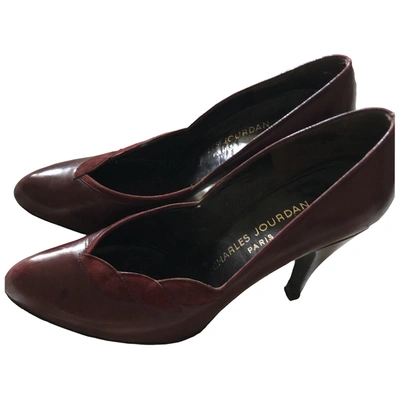 Pre-owned Charles Jourdan Leather Heels In Burgundy