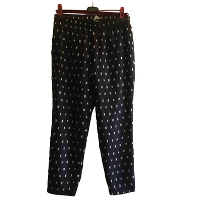 Pre-owned Theory Silk Straight Trousers In Black
