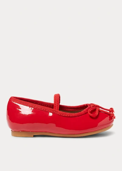 Polo Ralph Lauren Kids' Nellie Leather Ballet Flat In Red Patent