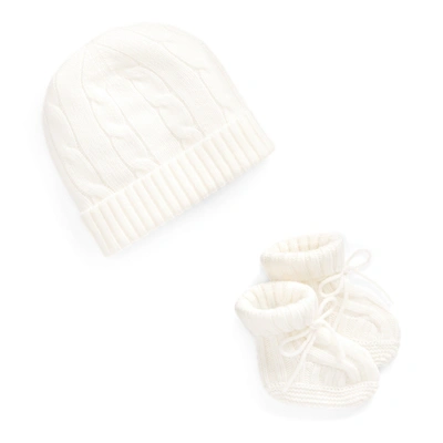 Polo Ralph Lauren Babies' Cashmere Beanie & Bootie Set In Warm White