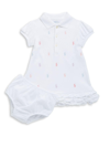 Polo Ralph Lauren Babies' Logo-embroidered Ruffled Cotton Dress And Bloomers 3-24 Months In White