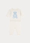 Polo Ralph Lauren Babies' Cashmere Sweater & Pant Set In Light Blue