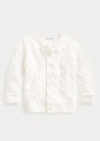 Ralph Lauren Babies' Cable-knit Cashmere Cardigan In Light Grey Heather