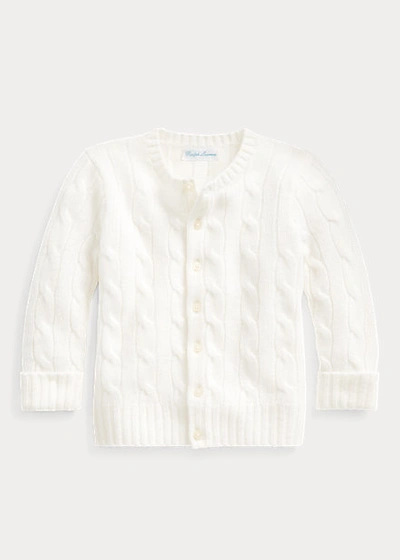 Polo Ralph Lauren Babies' Cable-knit Cashmere Cardigan In Light Grey Heather