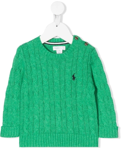 Ralph Lauren Babies' Cable-knit Cotton Jumper In Green