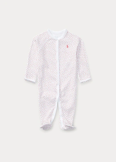 Polo Ralph Lauren Babies' Floral Cotton Footed Coverall In White Multi