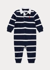 Polo Ralph Lauren Boys Blue & White Stripe Cotton Babygrow In Light Blue