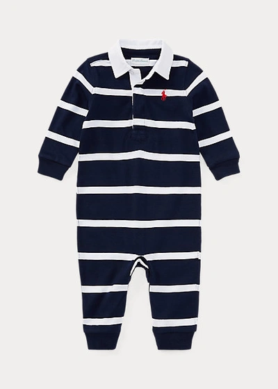 Ralph Lauren Baby Boy's Cotton Rugby Coverall In Suffield Blue Multi