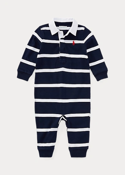 Polo Ralph Lauren Boys Blue & White Stripe Cotton Babygrow In Suffield Blue Multi