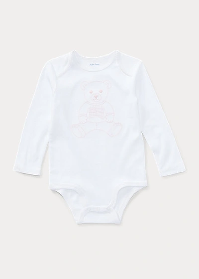 Ralph Lauren Babies' Embroidered Polo Bear Bodysuit In Delicate Pink