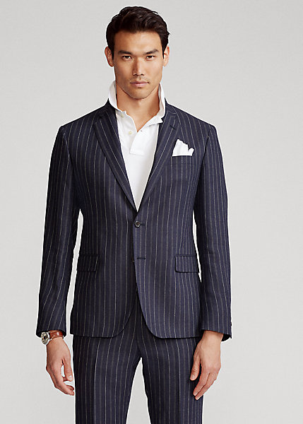 Ralph Lauren Polo Striped Suit Jacket In Navy And Cream | ModeSens