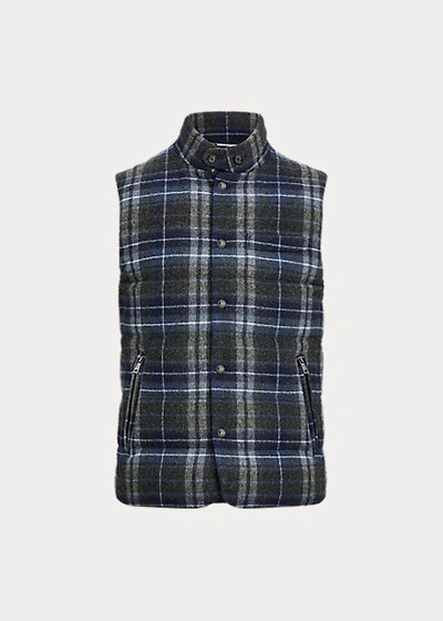 Ralph Lauren Whitwell Plaid Down Vest In Navy Nordic