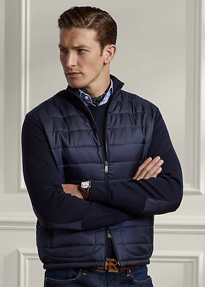 Ralph Lauren Hybrid Full-zip Sweater In Classic Chairman Navy