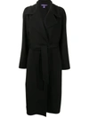 Polo Ralph Lauren Ainsley Leather Belted Wrap Coat In Black