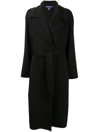 Polo Ralph Lauren Ainsley Leather Belted Wrap Coat In Black