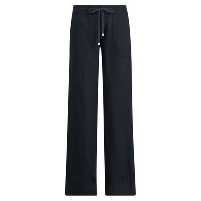 Lauren Ralph Lauren Linen Wide-leg Pant In Lauren Navy