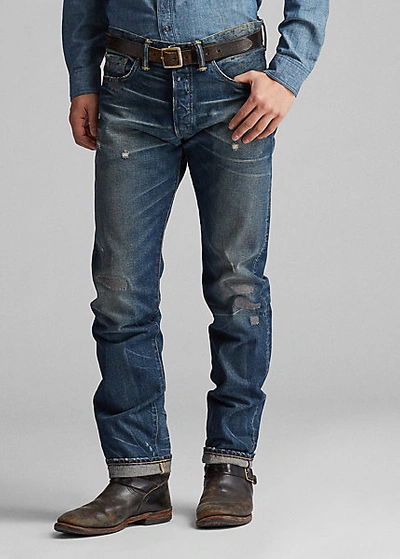 Double Rl Low Straight Midvale Selvedge Jean In Midvale Wash