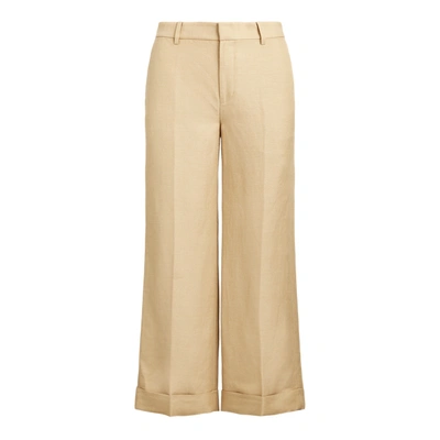 Lauren Ralph Lauren Linen-blend Wide-leg Pant In Birch Tan