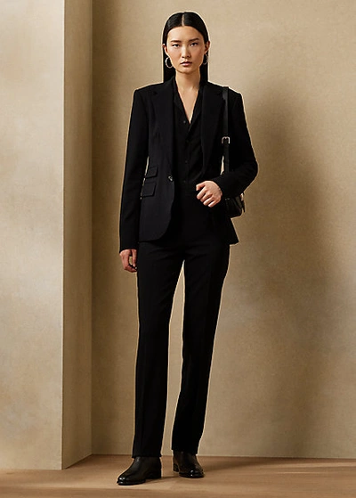 Ralph Lauren Iconic Style Alanda Wool-blend Trousers In Black
