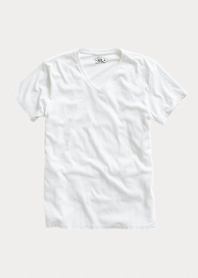 Double Rl Cotton Jersey V-neck T-shirt In White