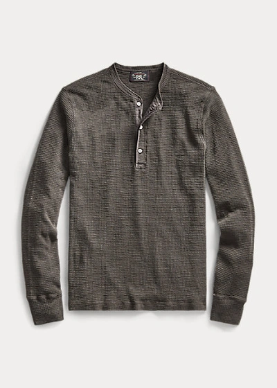 Double Rl Waffle-knit Cotton Henley In Paper White