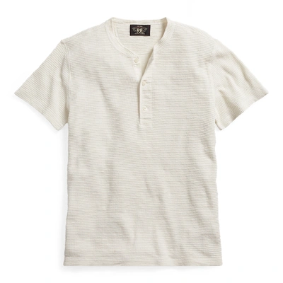 Double Rl Waffle-knit Cotton Henley In Paper White