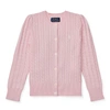 Polo Ralph Lauren Kids' Mini-cable Cotton Cardigan In Hint Of Pink
